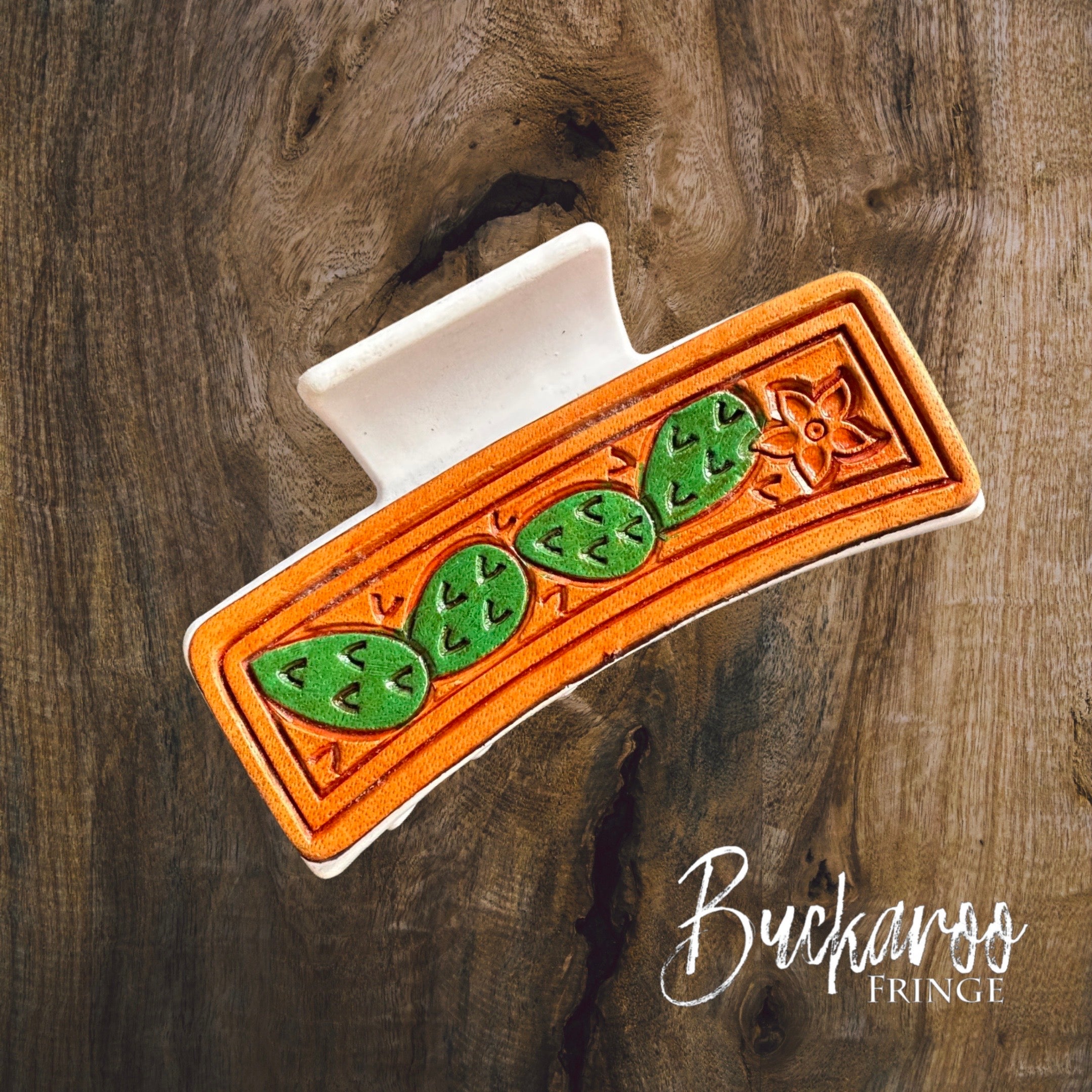 Cactus Leather Claw Clip