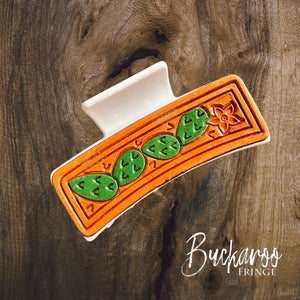 Cactus Leather Claw Clip