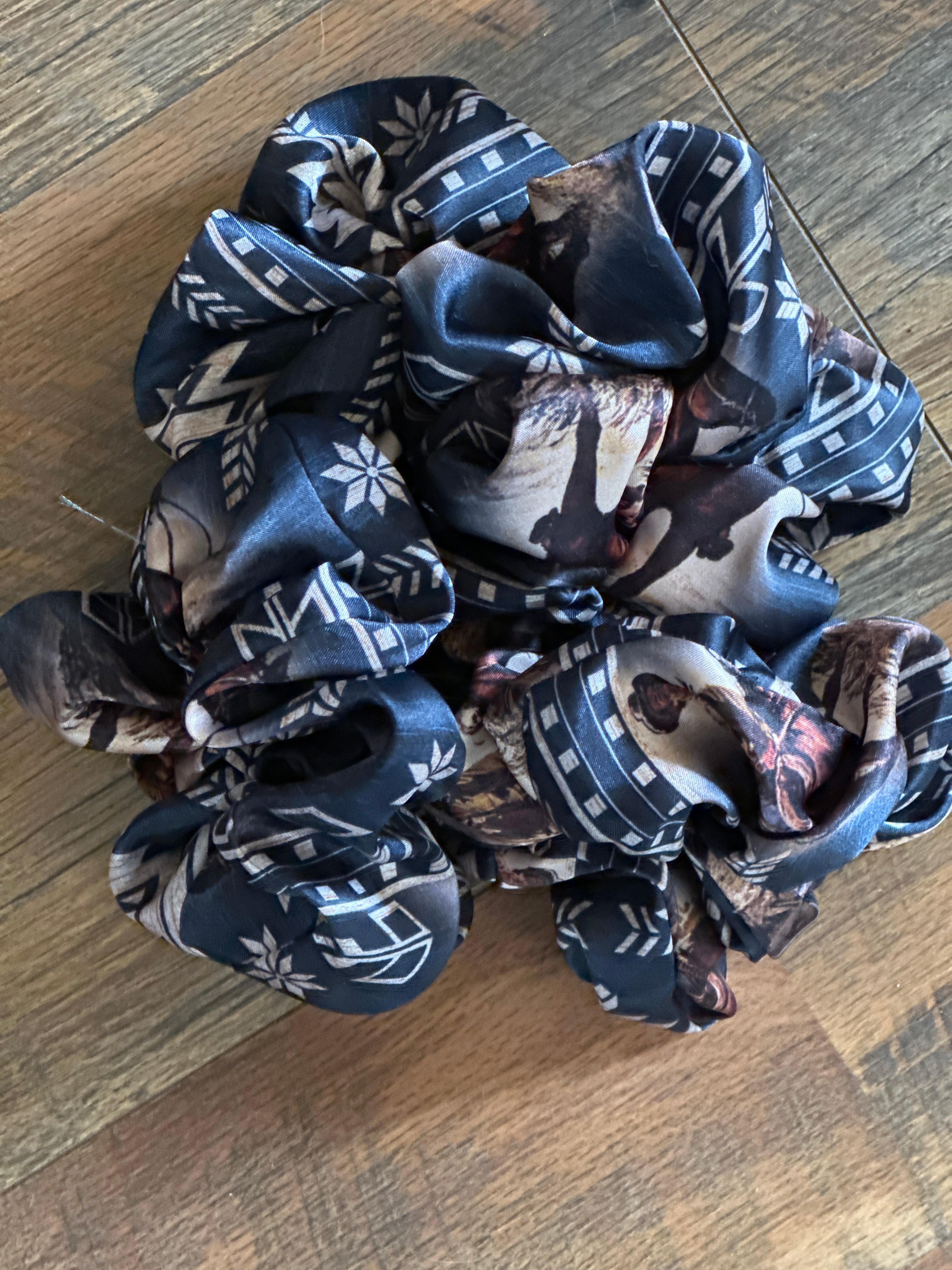 Blue Cowboy Scrunchy