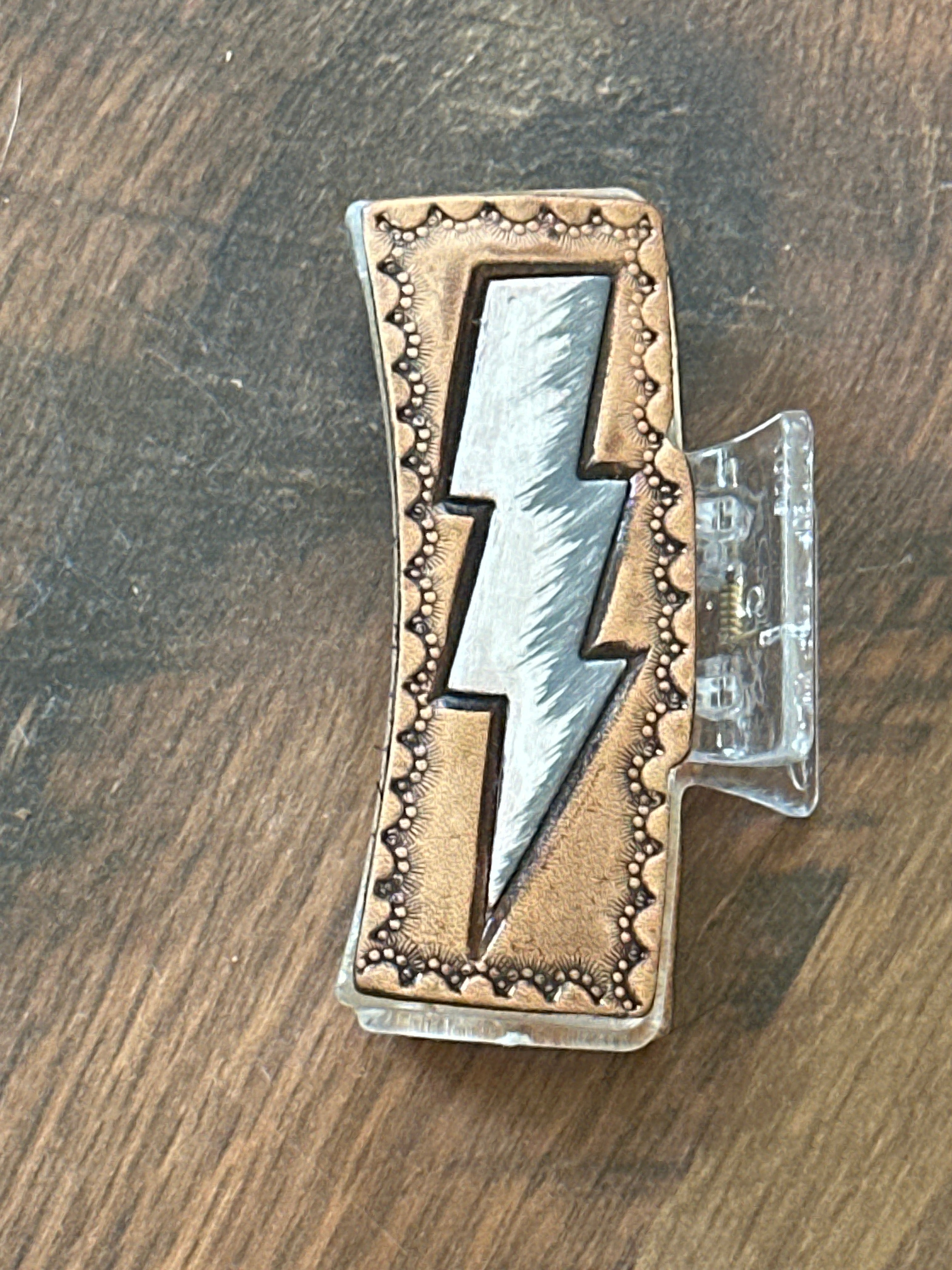 Lightning Bolt Leather Claw Clip