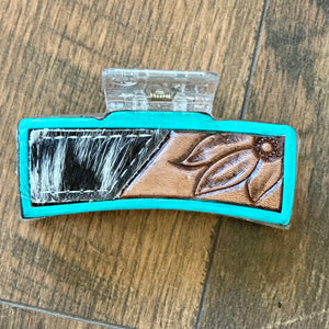 Turquoise Cowhide Claw Clip