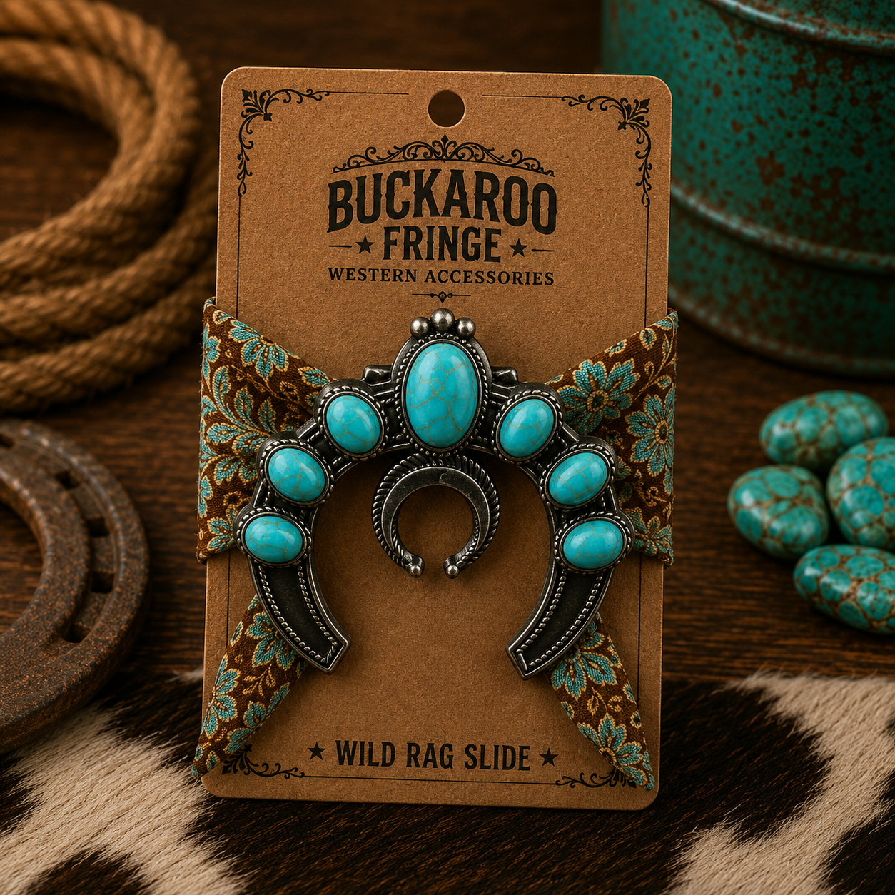 Turquoise Squash Blossom Slide