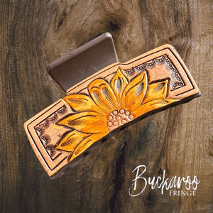 Sunflower Leather Claw Clip