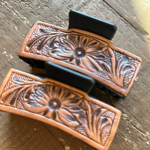 Tooled Floral Claw Clip