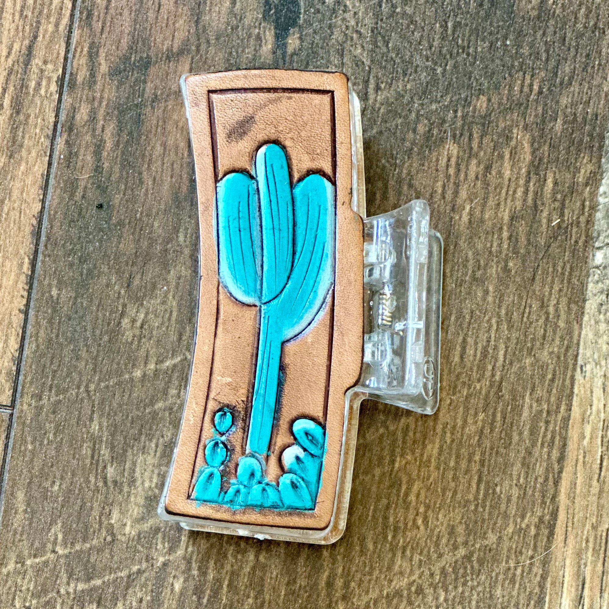 Turquoise Cactus Claw Clip