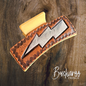 Lightning Bolt Leather Claw Clip