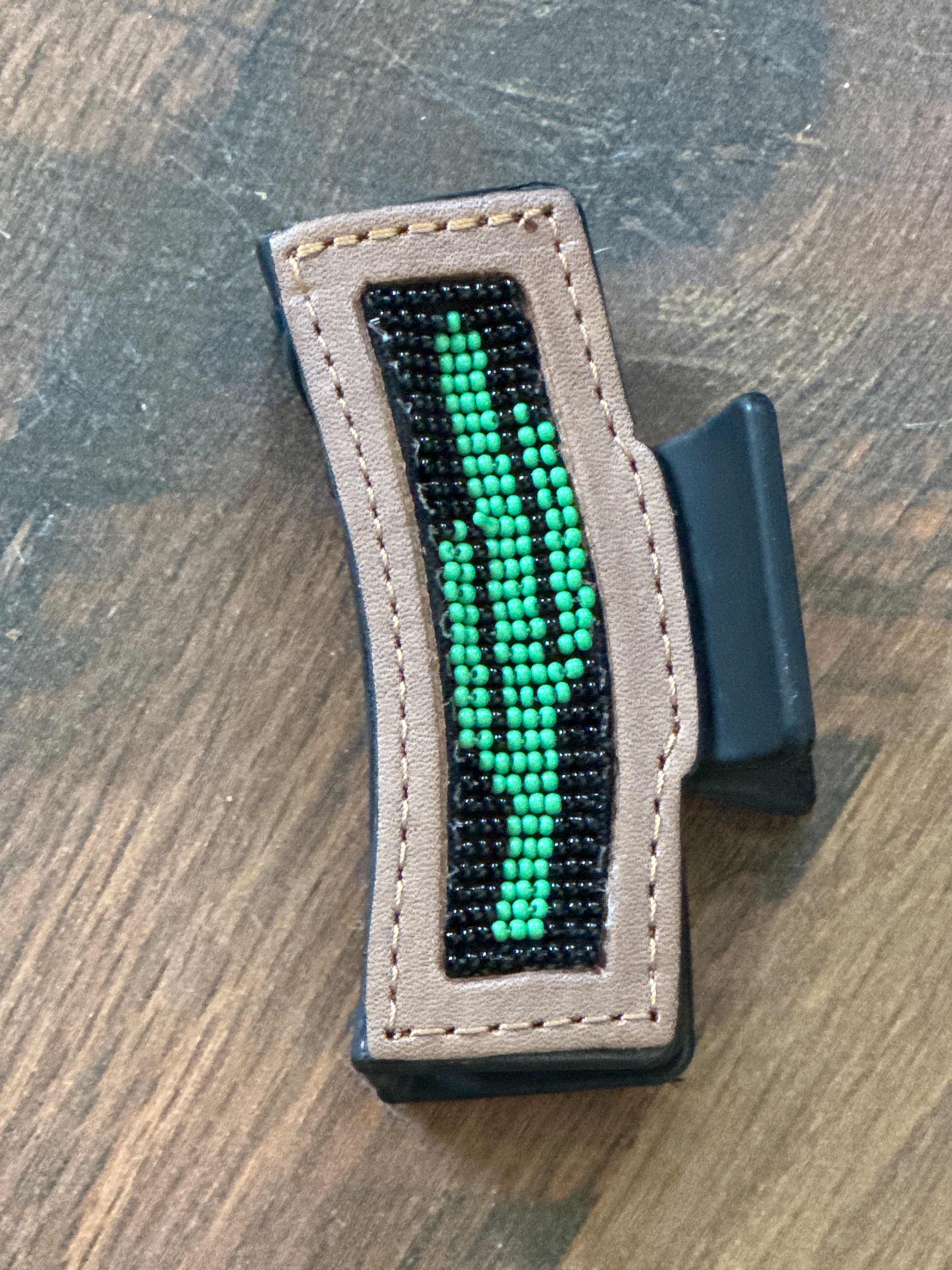 Beaded Cactus Leather Claw Clip