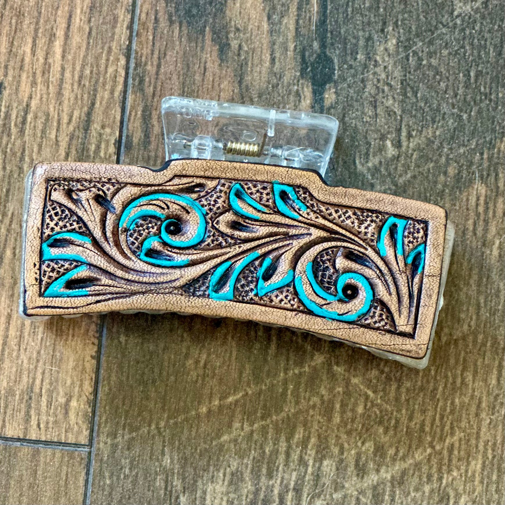 Turquoise Scroll Claw Clip
