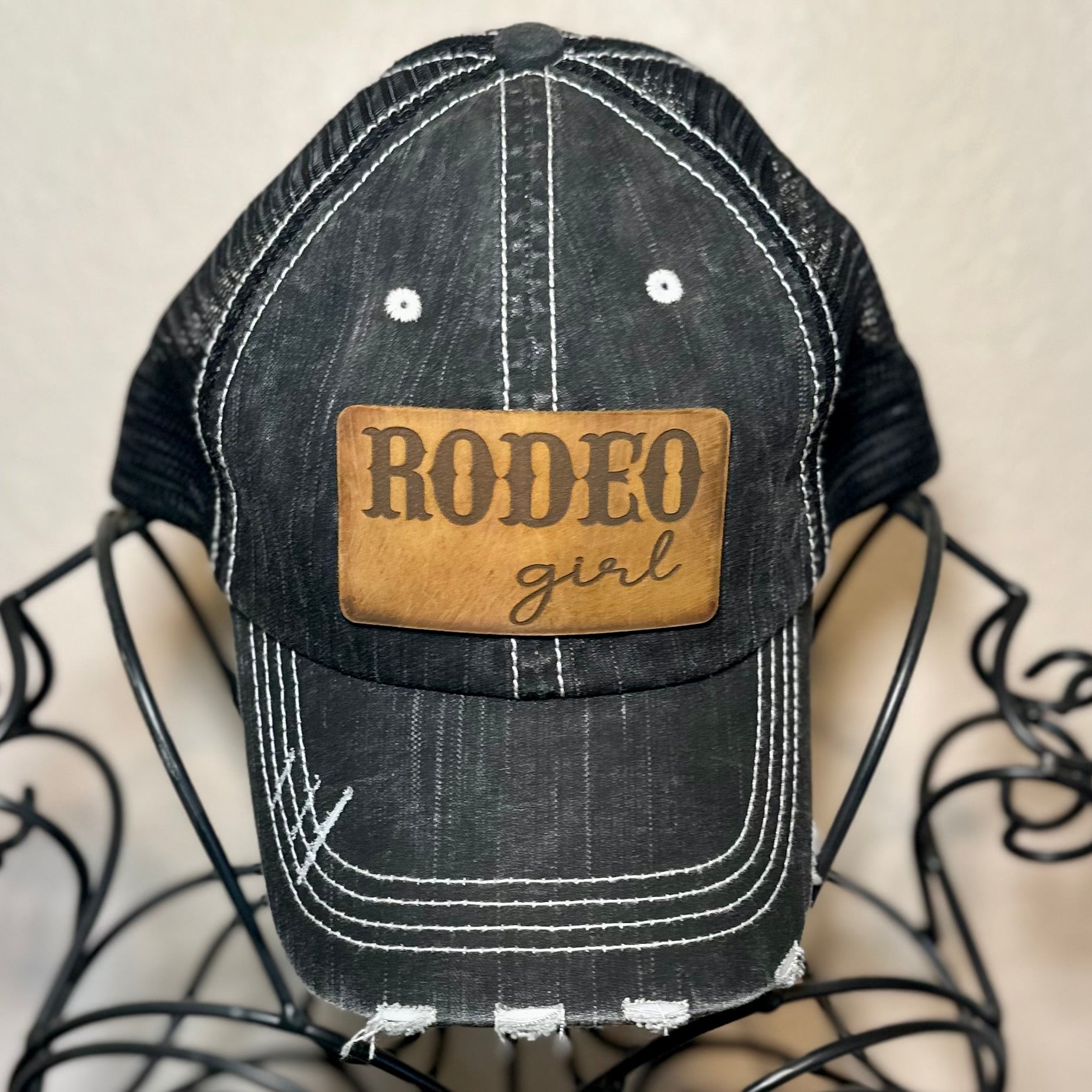 Distressed Black Rodeo Girl