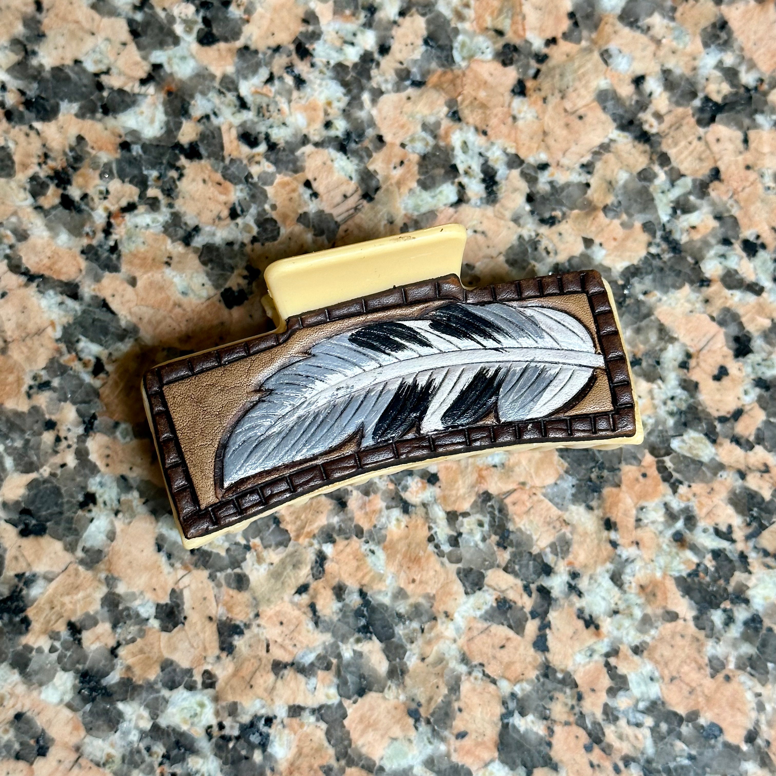 Gray Feather Claw Clip