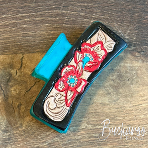 Red Floral Red Claw Clip