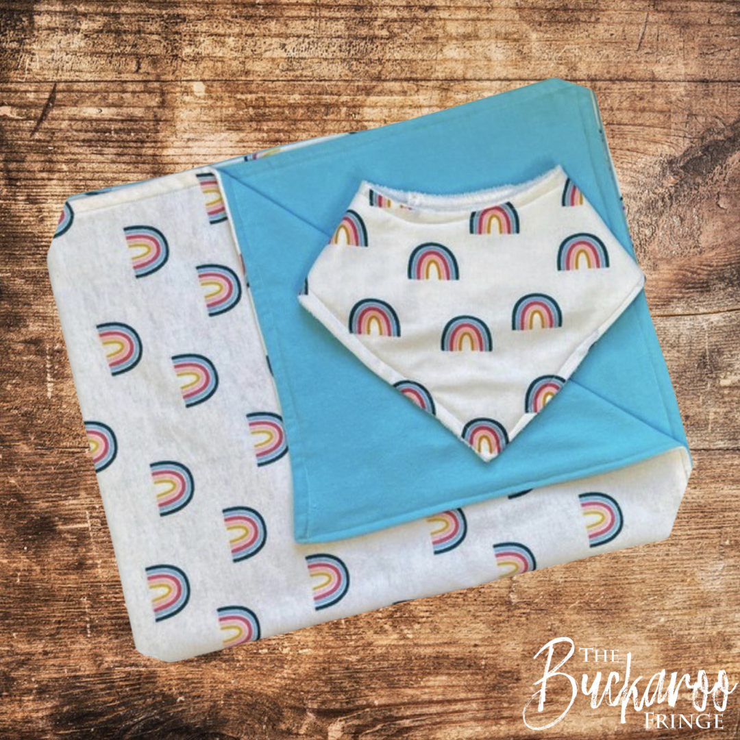 Rainbow Baby Blanket & Bandana Bib