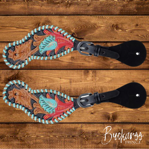 Red Floral Spur Straps